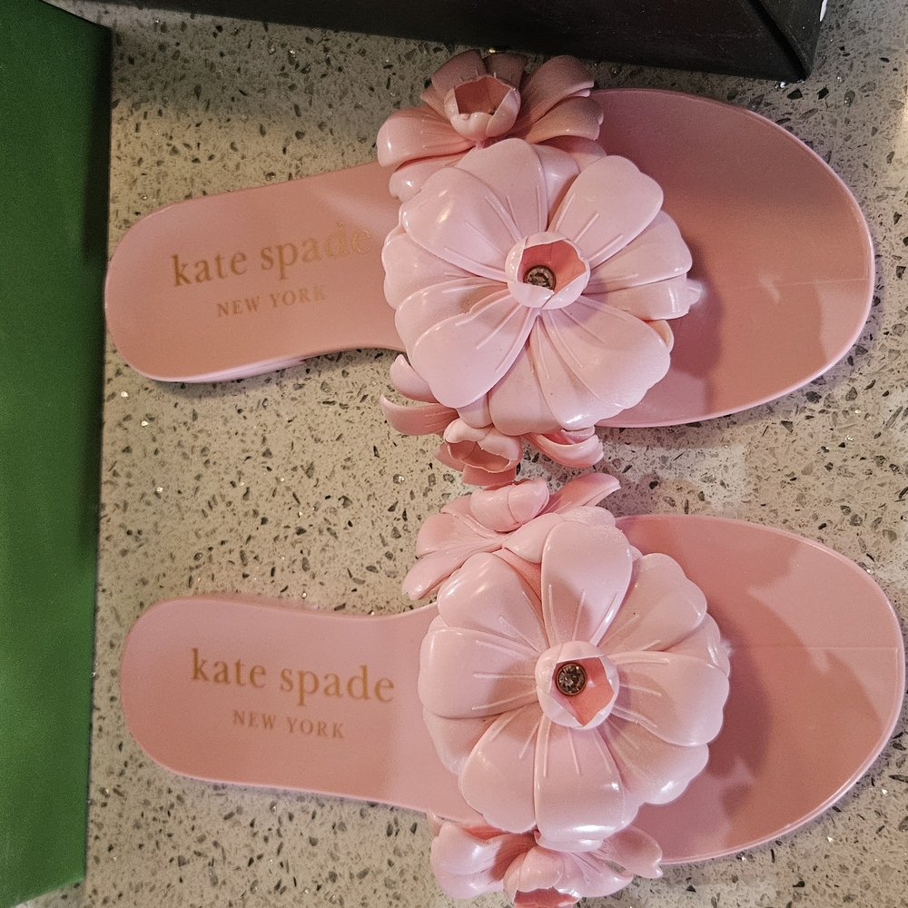 kate spade Pink Floral Jelly Toe-Post Sandals - Picture 2 of 8